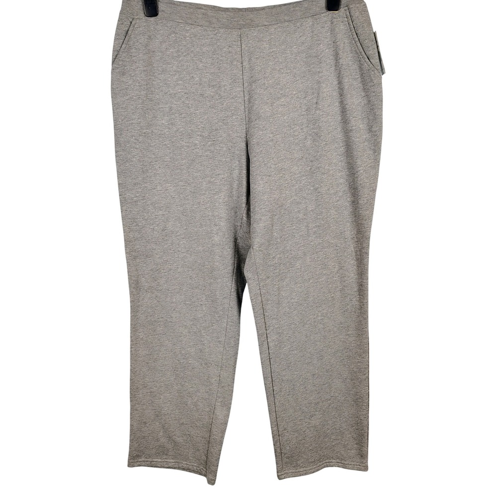 NWT Kim Rogers Womens 1X Promo Fleece Pants Heather Grey Cotton Blend Loungewear